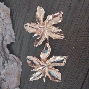 Irregular Flower and Leaf Stud Earrings.